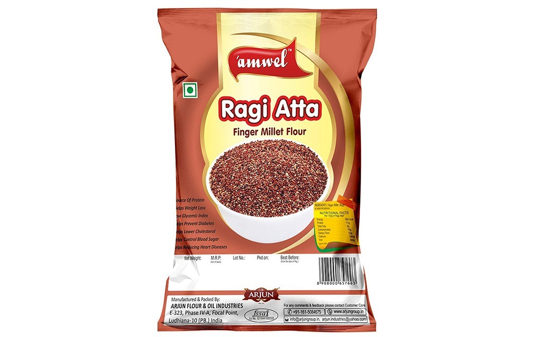 AMWEL Ragi Atta Finger Millet Flour   Pack  500 grams